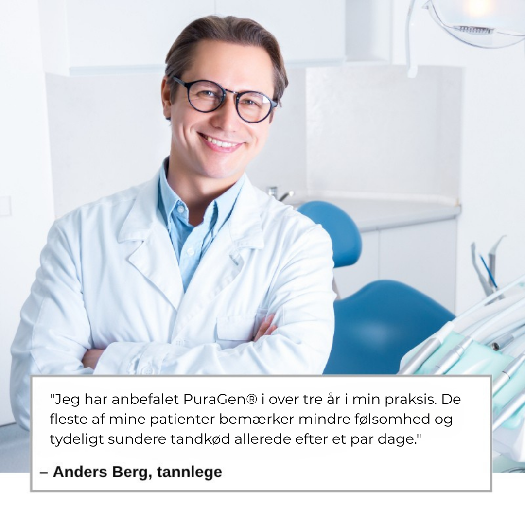 PuraGen® | Sundere tandkød og op til 95 % hvidere tænder på bare 3 dage!