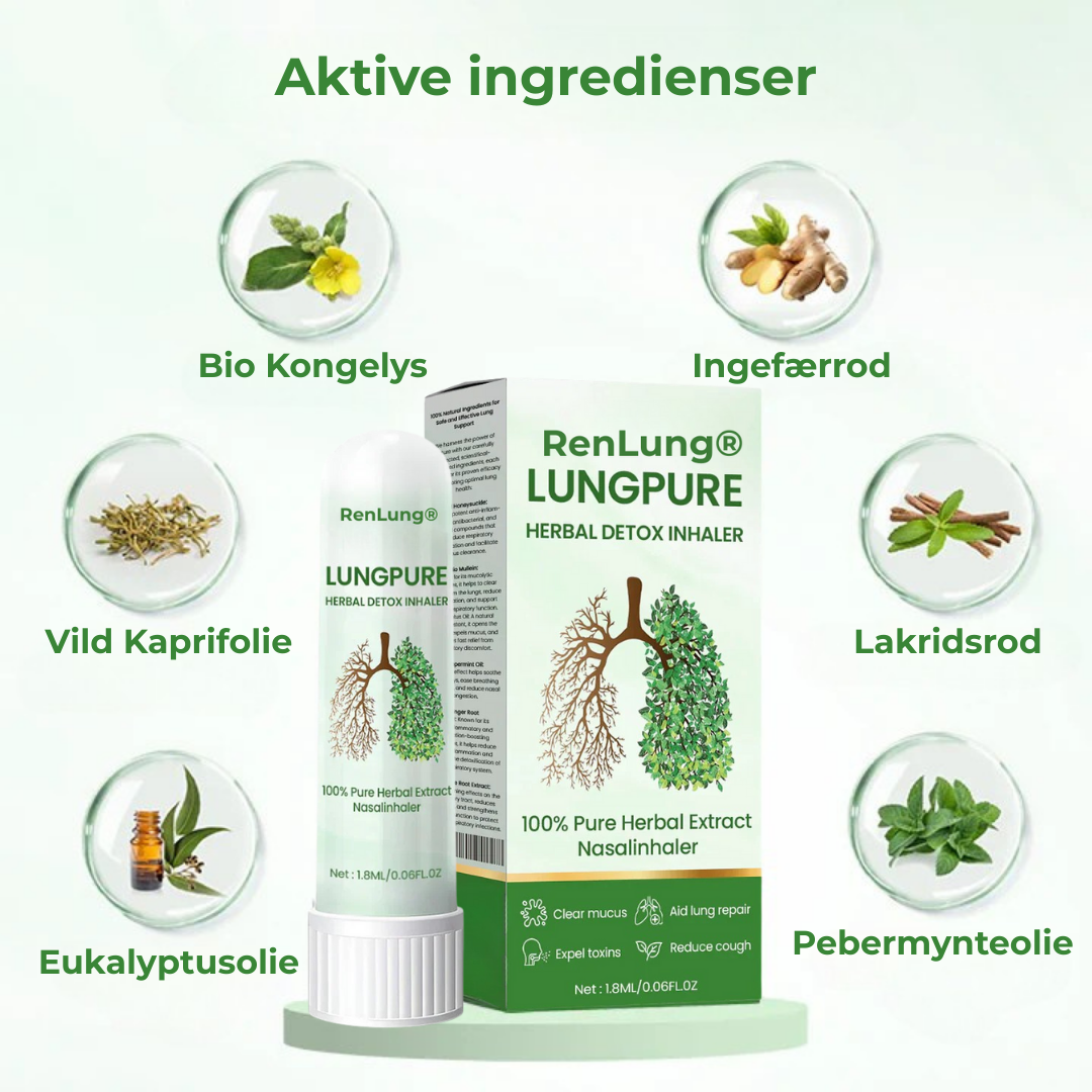 RenLung® Herbal Detox Inhaler | Hurtig lindring på 15 minutter – træk vejret lettere med RenLung®