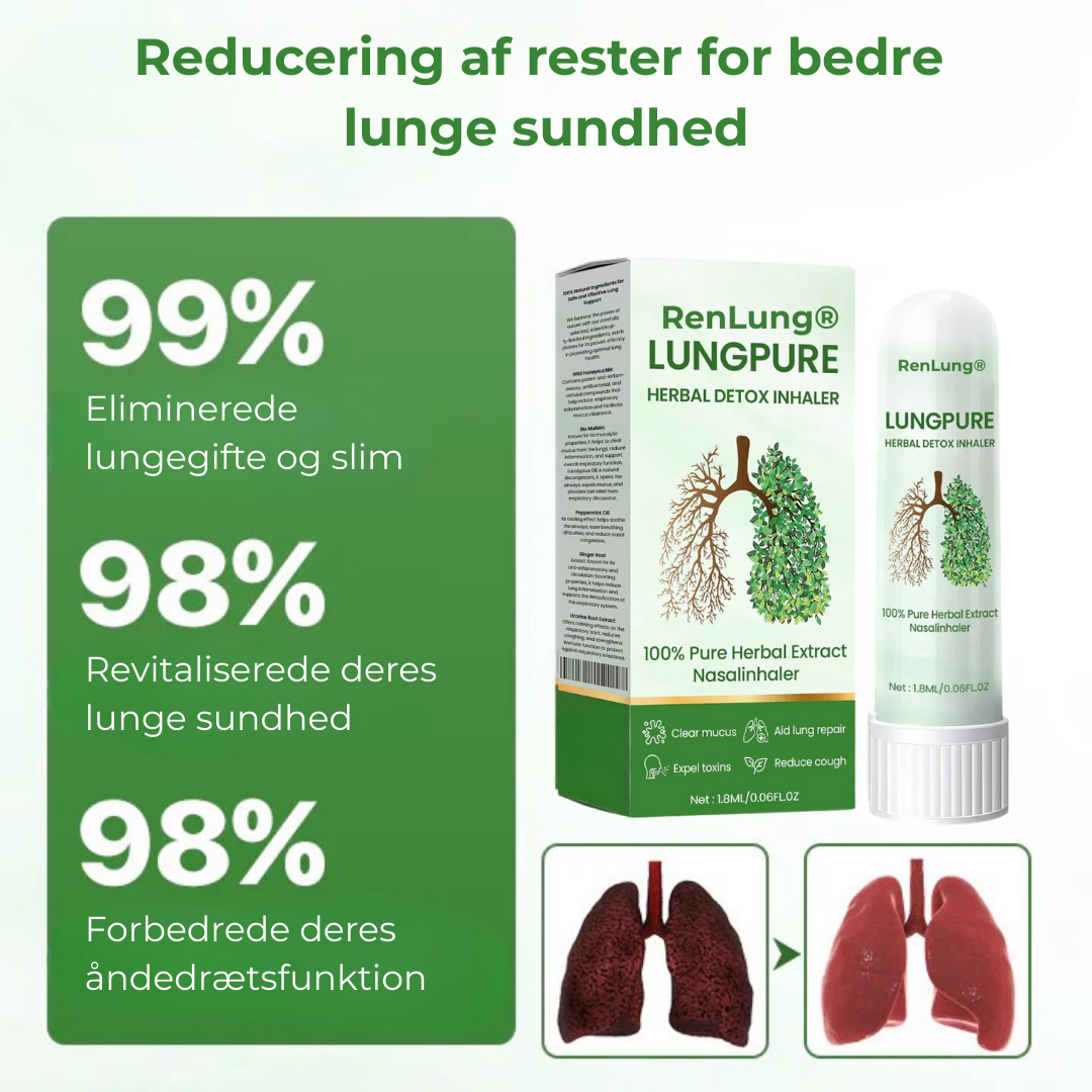RenLung® Herbal Detox Inhaler | Hurtig lindring på 15 minutter – træk vejret lettere med RenLung®