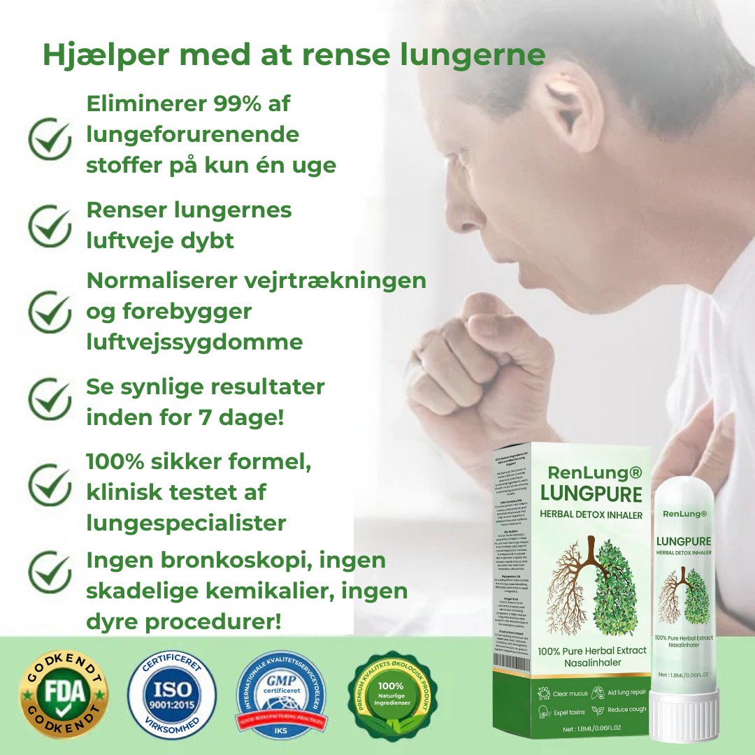 RenLung® Herbal Detox Inhaler | Hurtig lindring på 15 minutter – træk vejret lettere med RenLung®