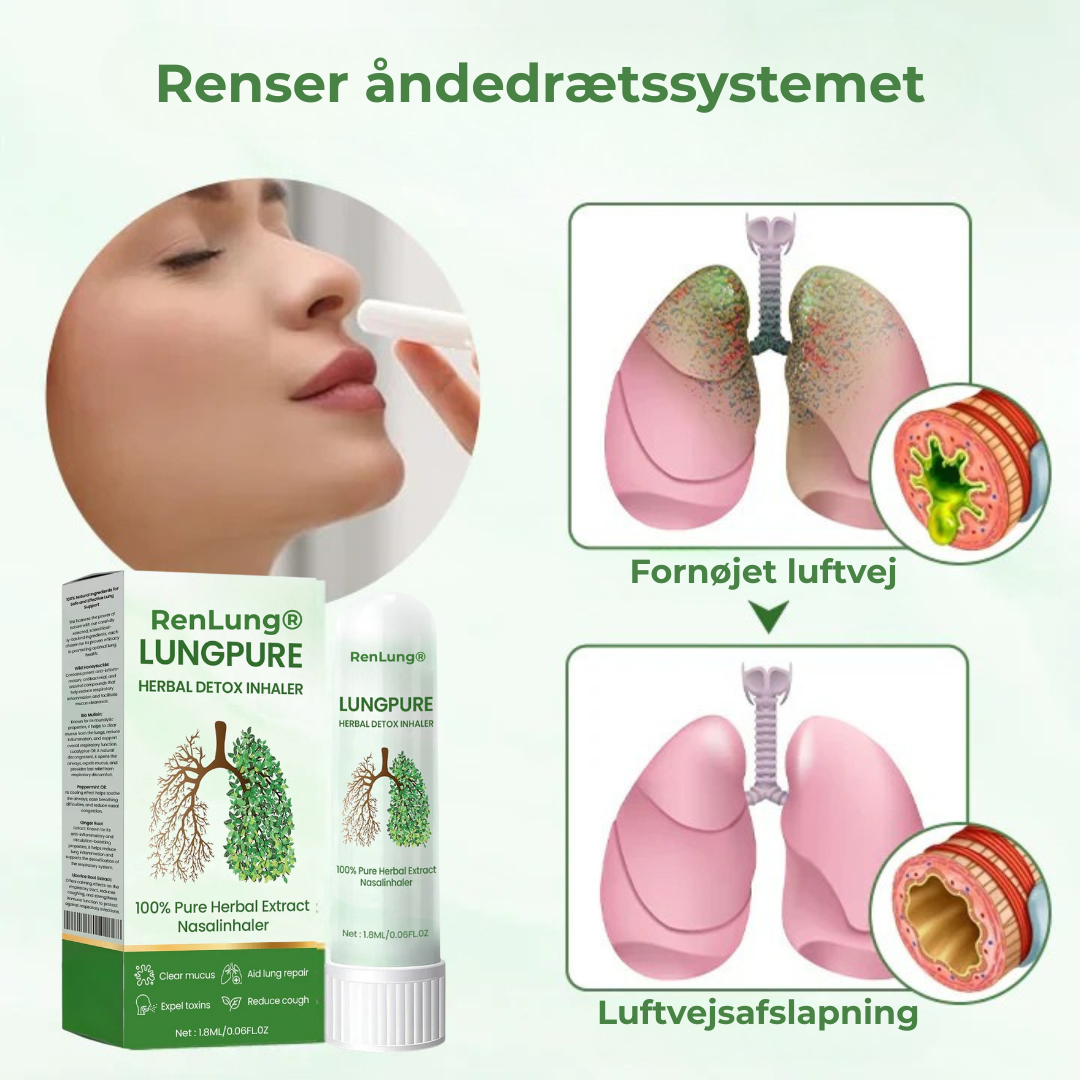 RenLung® Herbal Detox Inhaler | Hurtig lindring på 15 minutter – træk vejret lettere med RenLung®