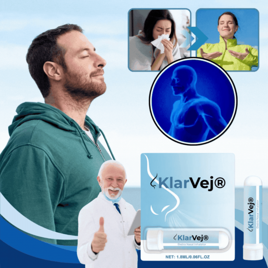 KlarVej® |  Næseinhalator, fjern tilstoppet næse på kun 7 minutter – og træk vejret frit igen!