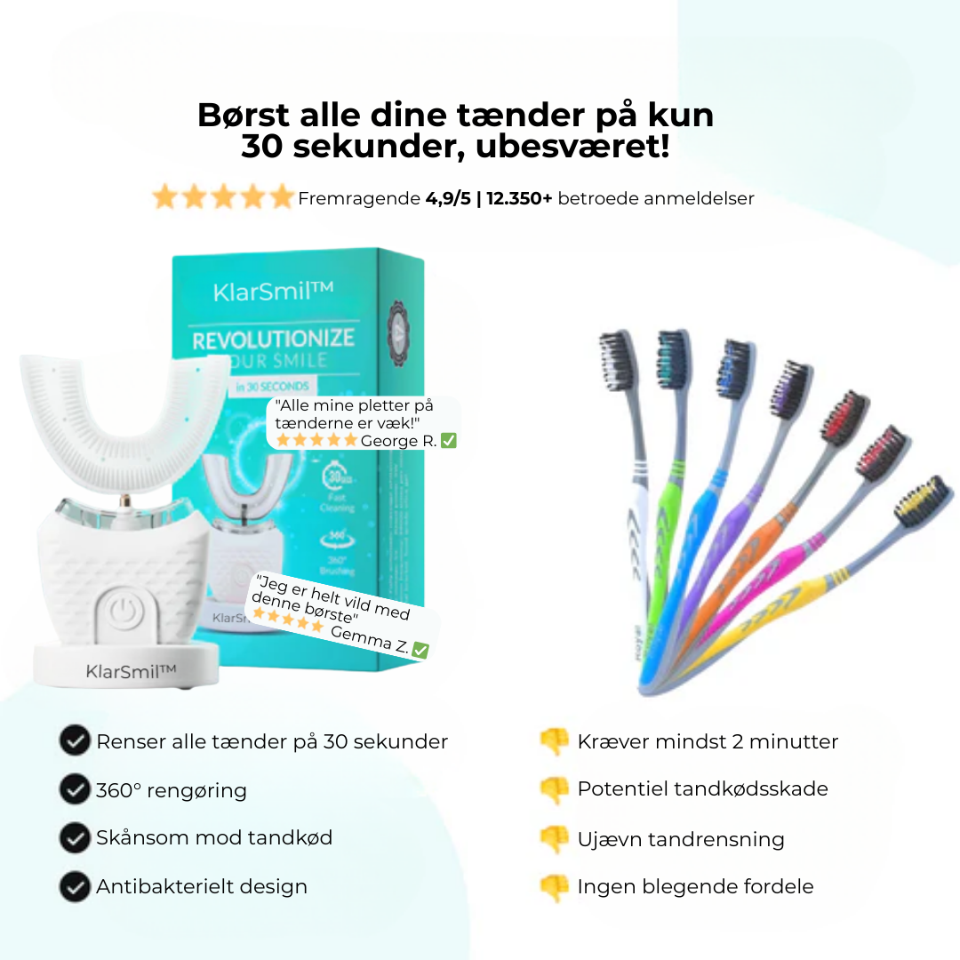 KlarSmil™ | Tandbørsten på 30 sekunder, der forvandler dit smil uden besvær! ✨