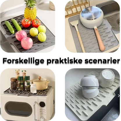 Glasklart® | Varmebeskyttelse & Hurtig Afløb – Silikone Opvaskemåtte