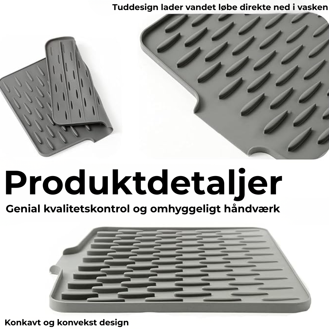 Glasklart® | Varmebeskyttelse & Hurtig Afløb – Silikone Opvaskemåtte