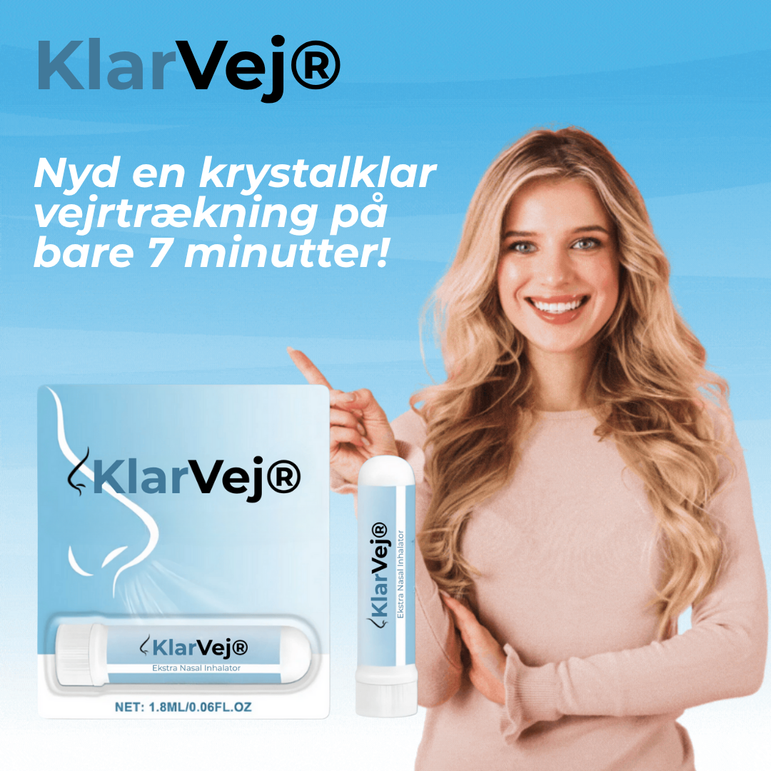 KlarVej® |  Næseinhalator, fjern tilstoppet næse på kun 7 minutter – og træk vejret frit igen!
