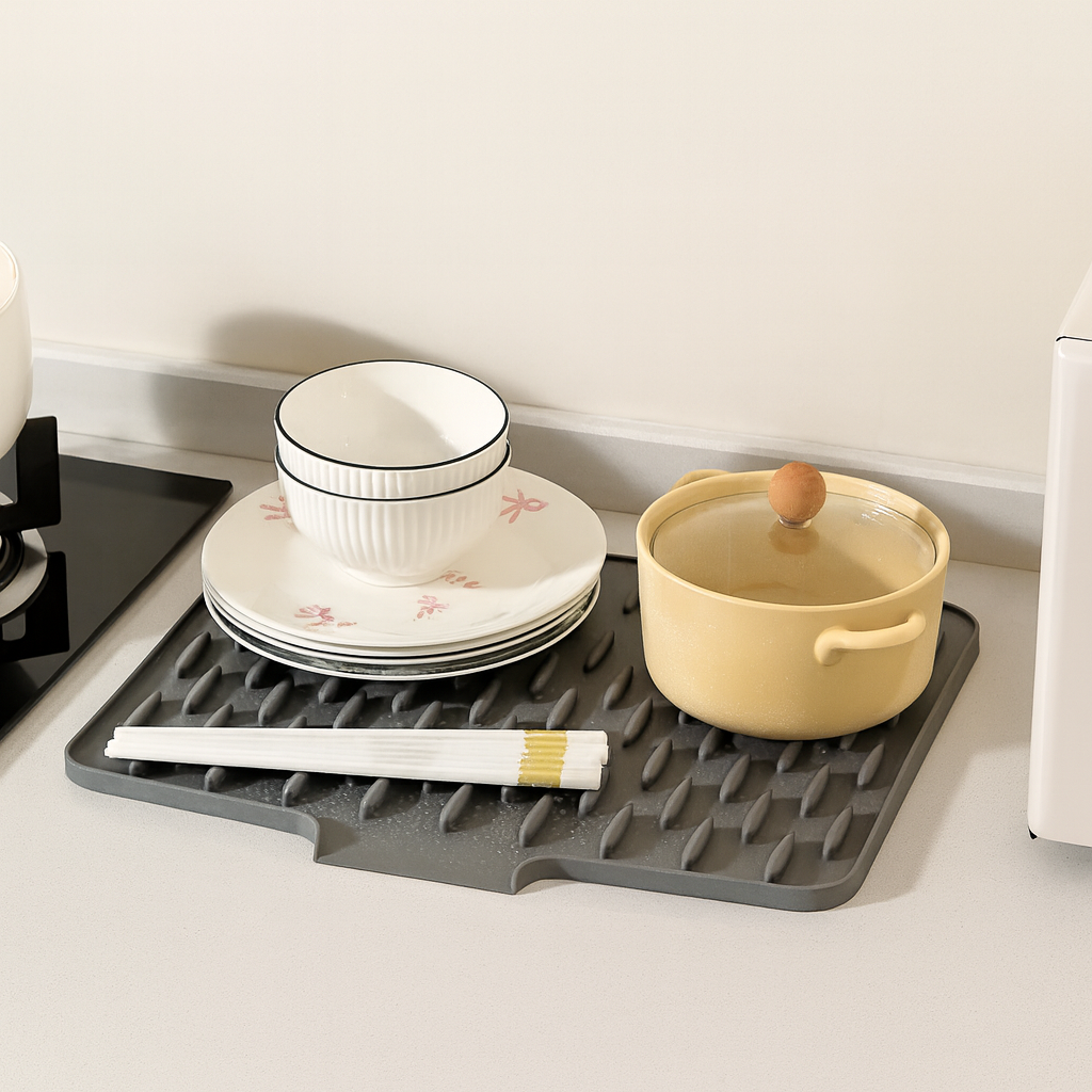 Glasklart® | Varmebeskyttelse & Hurtig Afløb – Silikone Opvaskemåtte